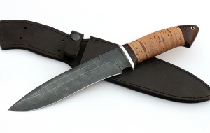 Нож из дамасской стали Медведь, рукоять береста Нож из дамасской стали Медведь, рукоять береста