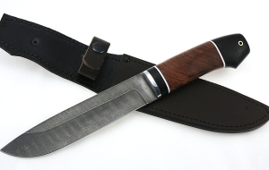 Нож Тигр сталь дамаск, рукоять бубинга-черный граб