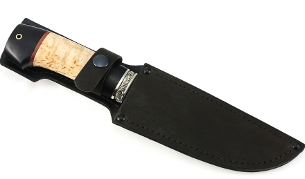 Нож Аллигатор сталь булат, рукоять черный граб-карельская береза, мельхиор Нож Аллигатор сталь булат, рукоять черный граб-карельская береза, мельхиор