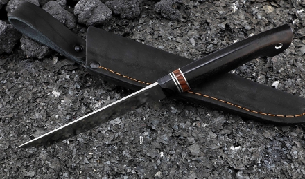 Нож Шаман Х12МФ рукоять G10 черная, железное дерево, черный граб