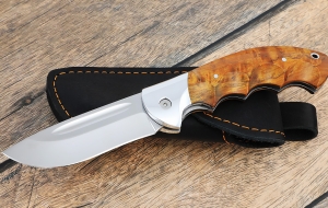 Складной нож "Ястреб" сталь х12мф, накладки карельская береза желтая