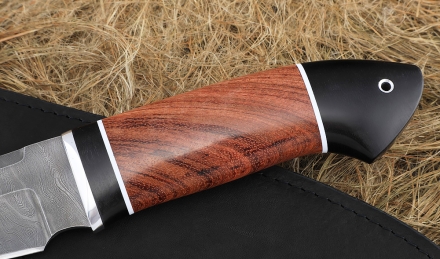 Нож из дамасской стали Медведь, рукоять бубинга-черный граб