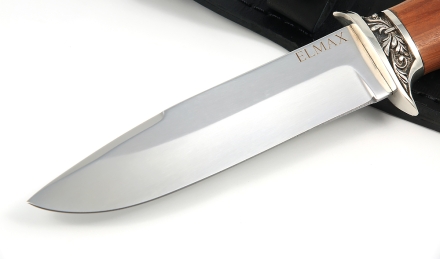 Нож Лидер сталь ELMAX , рукоять коричневый граб, мельхиор Нож Лидер сталь ELMAX , рукоять коричневый граб, мельхиор
