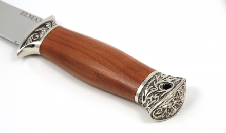 Нож Лидер сталь ELMAX , рукоять коричневый граб, мельхиор Нож Лидер сталь ELMAX , рукоять коричневый граб, мельхиор