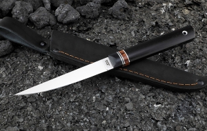 Нож Учар Х12МФ рукоять G10 черная, железное дерево, черный граб