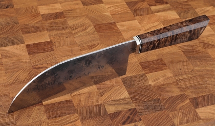 Сербский нож малый сталь кованая 95х18 карельская береза коричневая, мельхиор Сербский нож малый сталь кованая 95х18 карельская береза коричневая, мельхиор