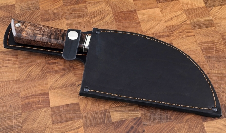 Сербский нож малый сталь кованая 95х18 карельская береза коричневая, мельхиор Сербский нож малый сталь кованая 95х18 карельская береза коричневая, мельхиор