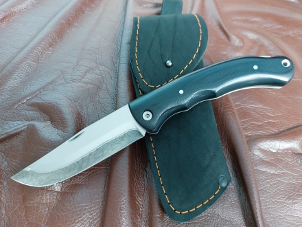 Складной нож Таежник, сталь дамаск ламинированный, рукоять накладки G10 (распродажа)