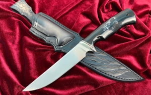 Нож Байкал сталь CPM S125v рукоять акрил черный (Scrimshaw)