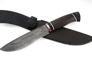 Нож Сибиряк сталь дамаск-долы, рукоять черный граб венге Нож Сибиряк сталь дамаск-долы, рукоять черный граб венге