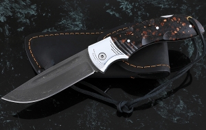 Складной нож Беркут, сталь Х12МФ, рукоять накладки акрил коричневый с дюралью