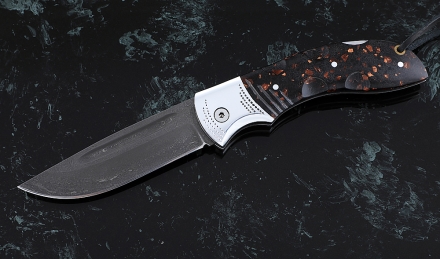 Складной нож Беркут, сталь Х12МФ, рукоять накладки акрил коричневый с дюралью Складной нож Беркут, сталь Х12МФ, рукоять накладки акрил коричневый с дюралью