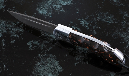 Складной нож Беркут, сталь Х12МФ, рукоять накладки акрил коричневый с дюралью Складной нож Беркут, сталь Х12МФ, рукоять накладки акрил коричневый с дюралью