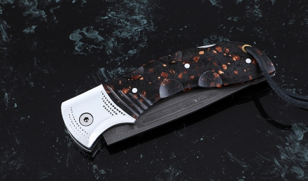 Складной нож Беркут, сталь Х12МФ, рукоять накладки акрил коричневый с дюралью Складной нож Беркут, сталь Х12МФ, рукоять накладки акрил коричневый с дюралью