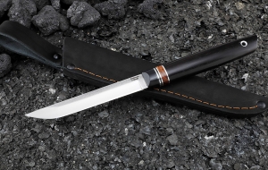 Нож Сойка Х12МФ рукоять G10 черная, железное дерево, черный граб
