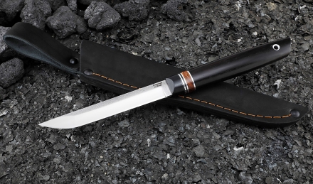 Нож Сойка Х12МФ рукоять G10 черная, железное дерево, черный граб