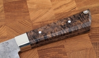 Сербский нож малый сталь кованая 95х18 цельнометаллический карельская береза коричневая, мельхиор - Сербский нож малый сталь кованая 95х18 цельнометаллический карельская береза коричневая, мельхиор
