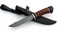 Нож Рыболов-4 сталь дамаск, рукоять бубинга-черный граб