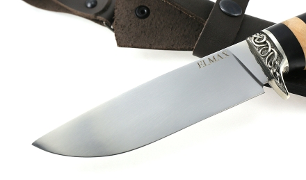 Нож Нептун сталь ELMAX , рукоять черный граб кап,мельхиор Нож Нептун сталь ELMAX , рукоять черный граб кап,мельхиор