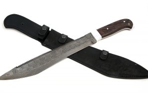 Нож Мачете №4 сталь дамаск полный камень с пилой, рукоять венге