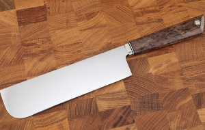 Нож Накири 95х18 карельская береза коричневая, мельхиор