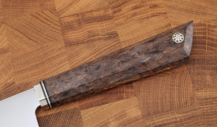 Нож Накири 95х18 карельская береза коричневая, мельхиор Нож Накири 95х18 карельская береза коричневая, мельхиор