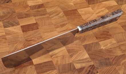 Нож Накири 95х18 карельская береза коричневая, мельхиор Нож Накири 95х18 карельская береза коричневая, мельхиор