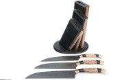 Набор ножей; Шеф №9,№10,№14 в подставке из черного граба, сталь дамаск, рукоять черный граб карельская береза - _MG_9403p0.jpg