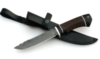 Нож Рыболов-4 сталь дамаск, рукоять венге-черный граб