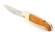 Складной нож Клык, сталь Elmax, рукоять накладки карельская береза стабилизированная янтарь