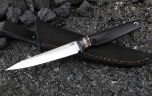 Нож Ферзь Х12МФ рукоять G10 черная, железное дерево, черный граб