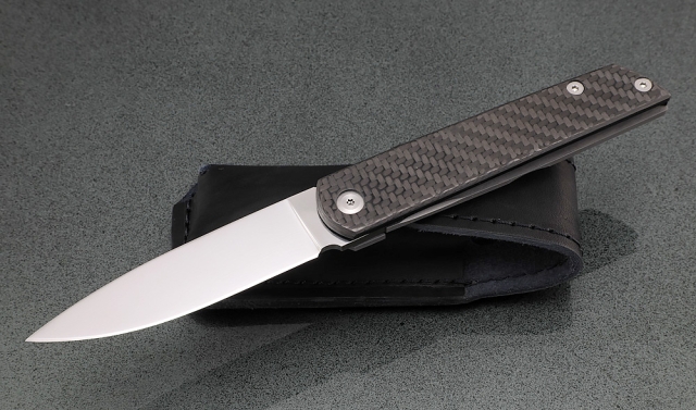 Нож складной Магер сталь Elmax накладки карбон + AUS8 (подшипники, клипса) 
