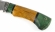 Нож Барракуда сталь S390 рукоять карельская береза стабилизированная янтарь+изумруд, мельхиор
