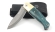 Складной нож Клык, сталь булат, рукоять накладки карельская береза стабилизированная изумруд