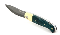 Нож Клык, складной, сталь булат, рукоять накладки карельская береза стабилизированная изумруд - Нож Клык, складной, сталь булат, рукоять накладки карельская береза стабилизированная изумруд