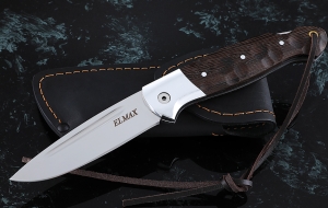 Складной нож Ворон, сталь Elmax, рукоять накладки венге резная с дюралью Складной нож Ворон, сталь Elmax, рукоять накладки венге резная с дюралью