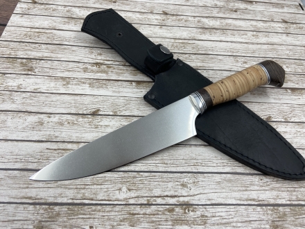 Кухонный нож №2 сталь х12мф рукоять береста (распродажа) 