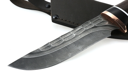 Нож Русак сталь дамаск-камень рукоять венге-черный граб