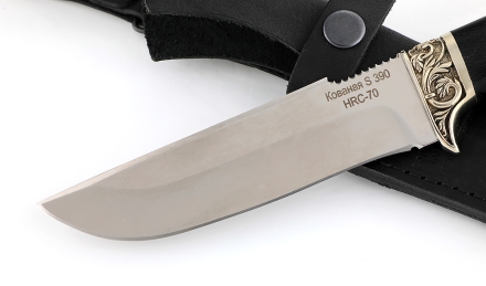 Нож из стали S390 «Алтай» рукоять черный граб, мельхиор Нож из стали S390 «Алтай» рукоять черный граб, мельхиор