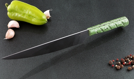 Кухонный нож Шеф №8 сталь 95Х18, рукоять зеленый акрил Кухонный нож Шеф №8 сталь 95Х18, рукоять зеленый акрил