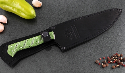 Кухонный нож Шеф №8 сталь 95Х18, рукоять зеленый акрил Кухонный нож Шеф №8 сталь 95Х18, рукоять зеленый акрил