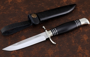 Реплика Финки нескладная НКВД Х12МФ мельхиор рукоять и ножны черный граб Реплика Финки нескладная НКВД Х12МФ мельхиор рукоять и ножны черный граб