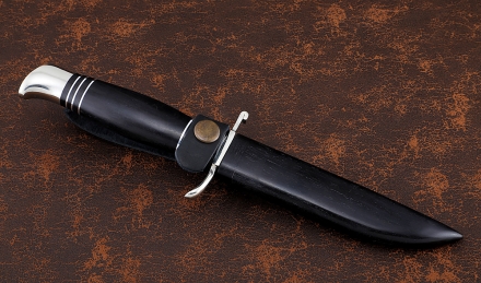 Реплика Финки нескладная НКВД Х12МФ мельхиор рукоять и ножны черный граб Реплика Финки нескладная НКВД Х12МФ мельхиор рукоять и ножны черный граб