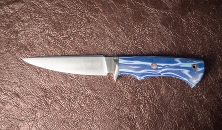 Нож Комар из стали х12мф  рукоять g10 синяя