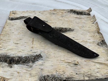 Нож "Енисей" сталь ламинированный дамаск с медью рукоять железное дерево,мокуме-гане (распродажа) 