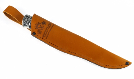 Нож Гриф сталь S390 рукоять черный граб+карельская береза стабилизированная коричневая, мельхиор