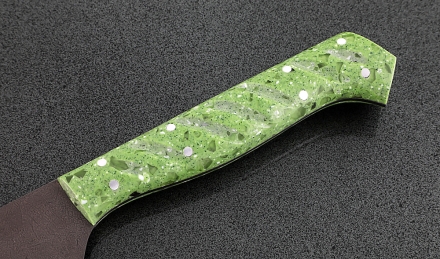 Кухонный нож Шеф №8 сталь Х12МФ, рукоять зеленый акрил Кухонный нож Шеф №8 сталь Х12МФ, рукоять зеленый акрил