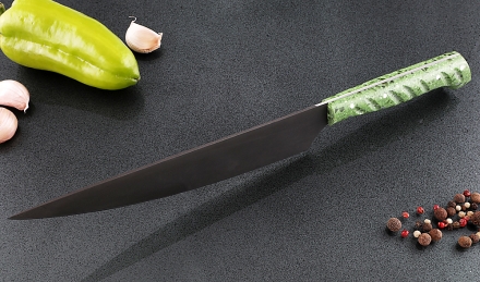 Кухонный нож Шеф №8 сталь Х12МФ, рукоять зеленый акрил Кухонный нож Шеф №8 сталь Х12МФ, рукоять зеленый акрил