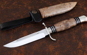 Реплика Финки нескладная НКВД Х12МФ мельхиор рукоять и ножны карельская береза коричневая Реплика Финки нескладная НКВД Х12МФ мельхиор рукоять и ножны карельская береза коричневая