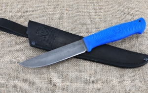 Нож Пехотинец сталь Х12МФ, рукоять резинопласт синий
